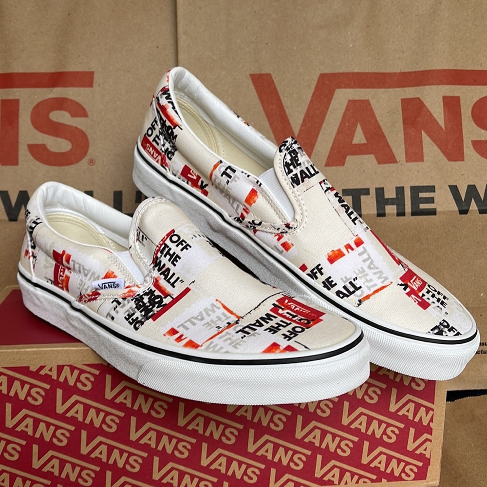 Vans Men’s Classic Slip On Packing Tape Blackdbl/Classic True White sneakers - Picture 5 of 16